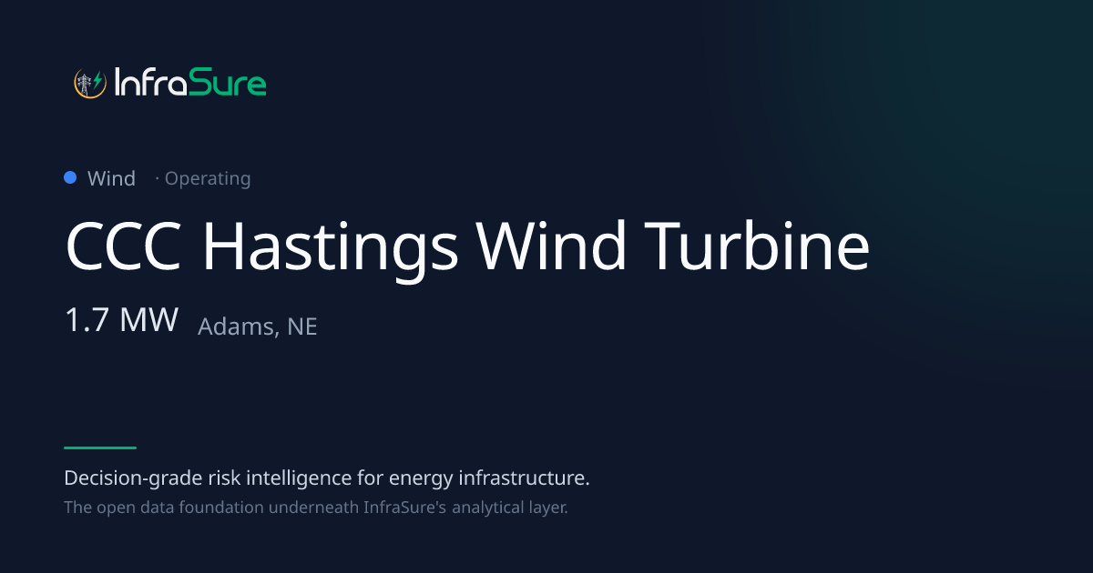 CCC Hastings Wind Turbine, NE — 2 MW Wind